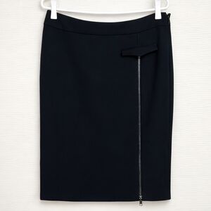 Mexx Modern Office Black Pencil Skirt Asymmetric Zipper Detail Faux Pocket Flap